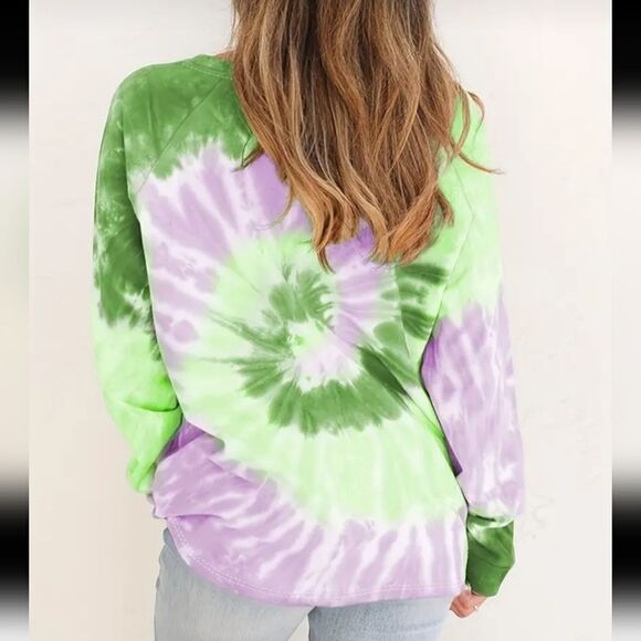 Women's Loose Tie Dye Top, Long Sleeve Crew Neck sz Small - Picture 2 of 3
